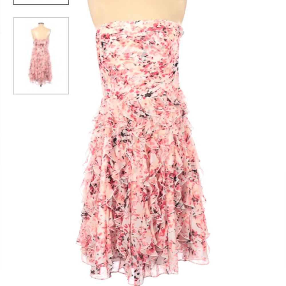 NWT-Boho Chic Frilly Pink/Red/Black Ruffle Strap Or Strapless Party Dress
